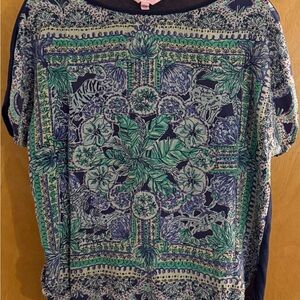 Lilly Pulitzer Blue and Green Patterned Blouse